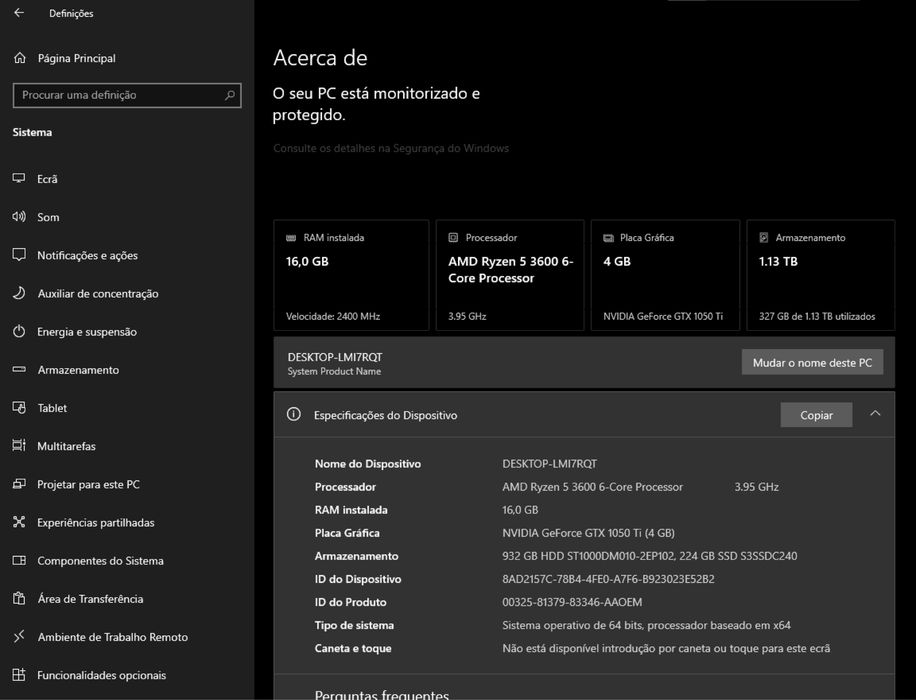 Pc Gaming Ryzen 5 3600 • GTX 1050 Ti 4GB • 16GB RAM • SSD + HDD (1,13)