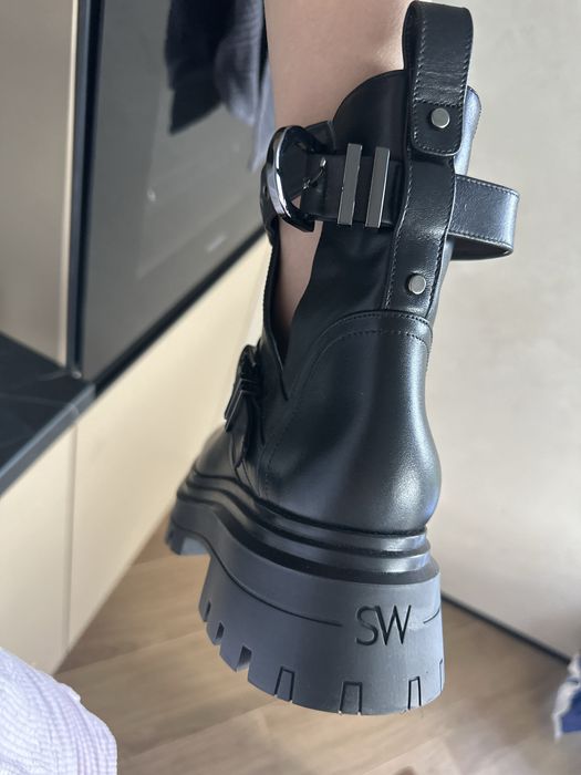 чорні шкіряні черевики Stuart Weitzman Maverick  (ОРИГІНАЛ)