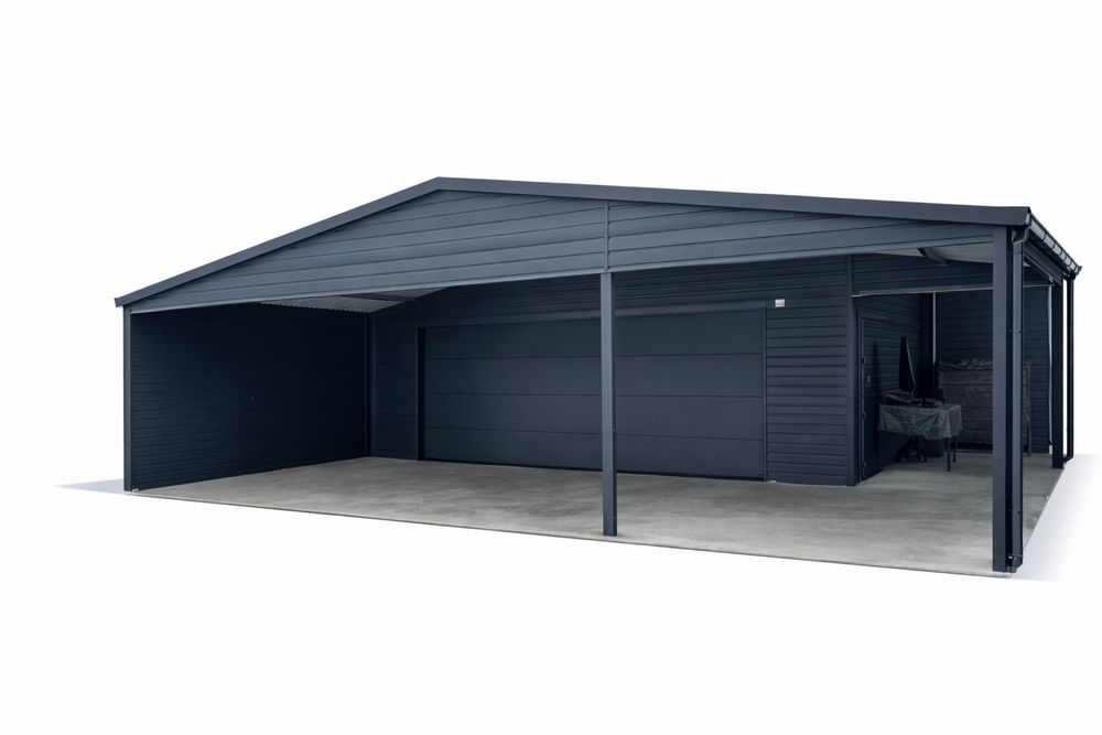 Garaż blaszany z bramą segmentową 6x6 7x6 8x6 9x6 10x10 12x12