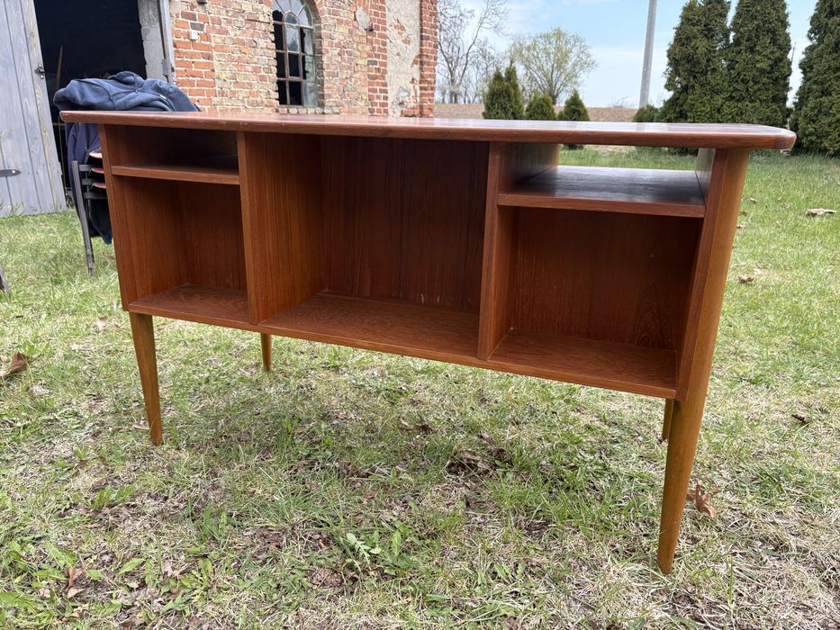 Dwustronne biurko tekowe duńskie mid century, vintage design
