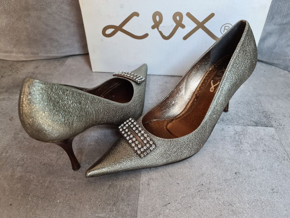 LUX półbuty srebrne błyszczące roz 38