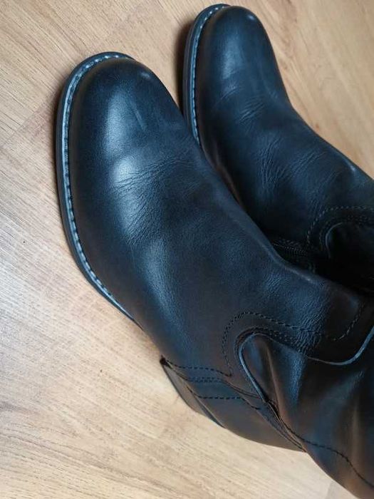 Oficerki damskie Lavorazione Artigiana buty skórzane ocieplane kozaki