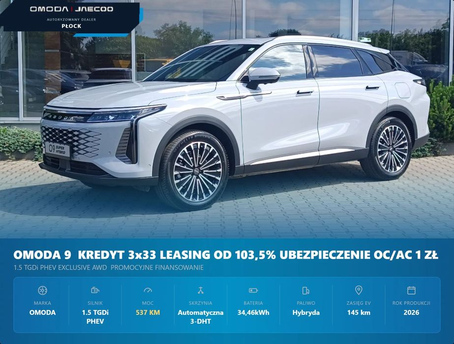 Omoda 9 Omoda 9 Super Hybrid 537 KM AWD, 145 KM Zasięgu