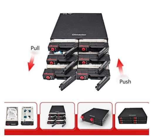 Caixa de Disco Rígido OImaster MR-6601 com Seis Compartimentos Ópticos