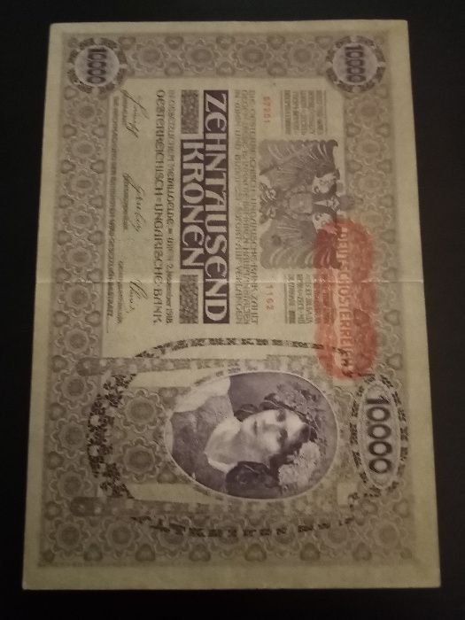 Áustria Ocupada p/Alemanha 2 notas 10000 Kronenc/recarga DEUTSHÖSTERRE