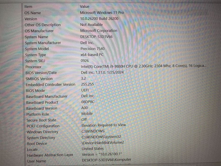 Dell Precision 7540 i9-9850H 32GB 2TB SSD 1TB SSD T2000