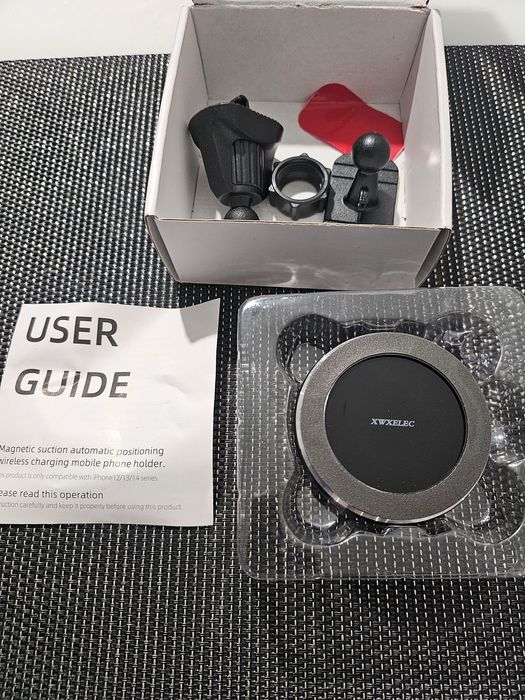 XWXELEC Bezprzewodowa ładowarka samochodowa magnetyczna 2w1