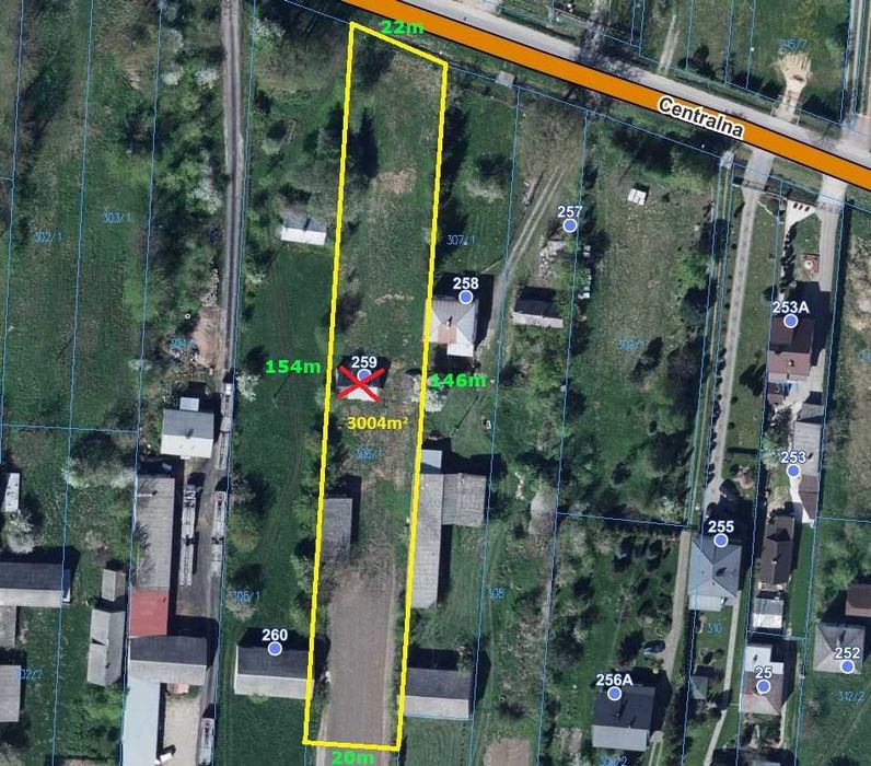 Działka budowlana (20m x 146m) pow. 30a, Osiny gm. Żyrzyn ul.Centralna