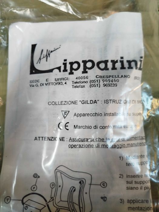 Candeeiro de parede -Mauro Lipparini / vidro murano e bronze