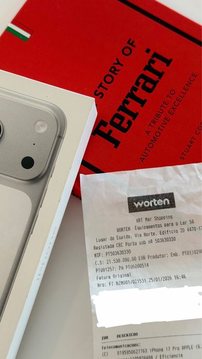 iPhone 17 pro 512GB silver worten fatura 25/01/26 caixa garantia