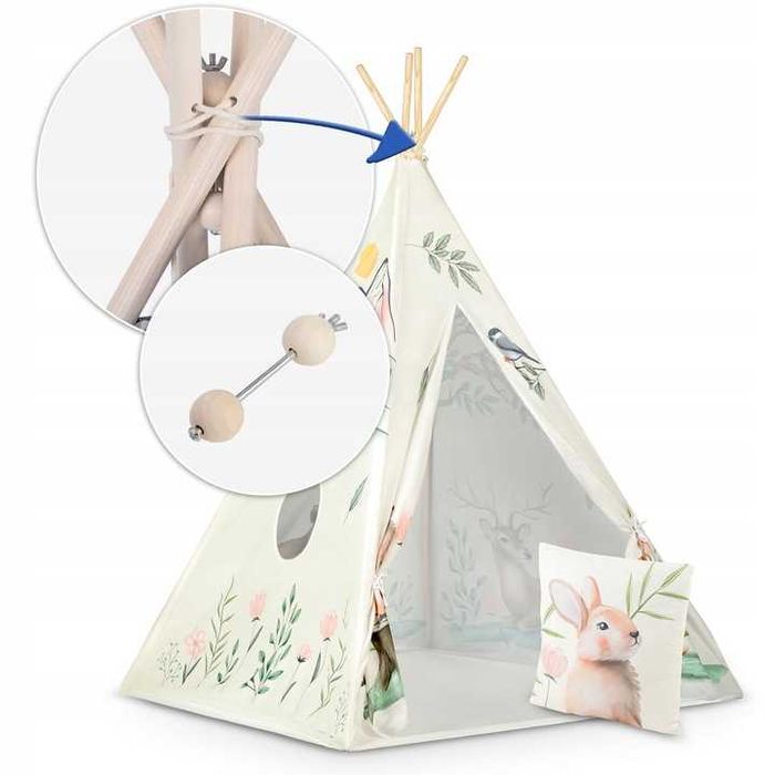 Namiot dla dzieci TIPI INDIAŃSKIE WIGWAM w Zwierzątka + GRATISY