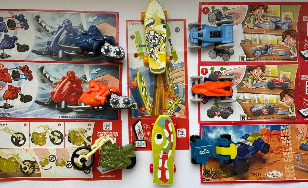 Игрушки киндер сюрприз - машинки Смарт, Фольксваген, Порше, мотоциклы