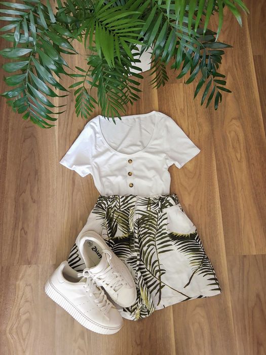 Lniane letnie szorty paper bag len wiskoza z kieszeniami wysoki stan