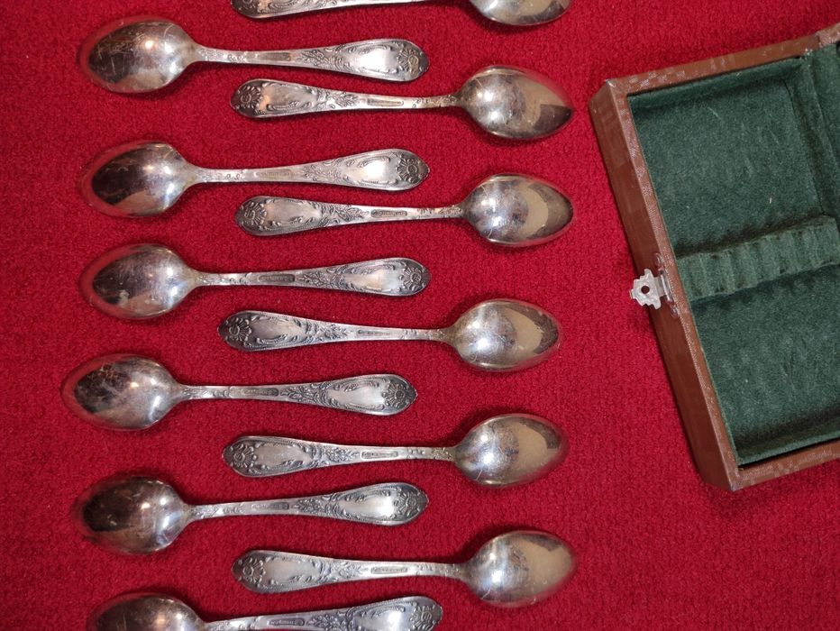 Новый винтажный набор посеребренных чайных ложек ЗіШ МНЦ в коробке