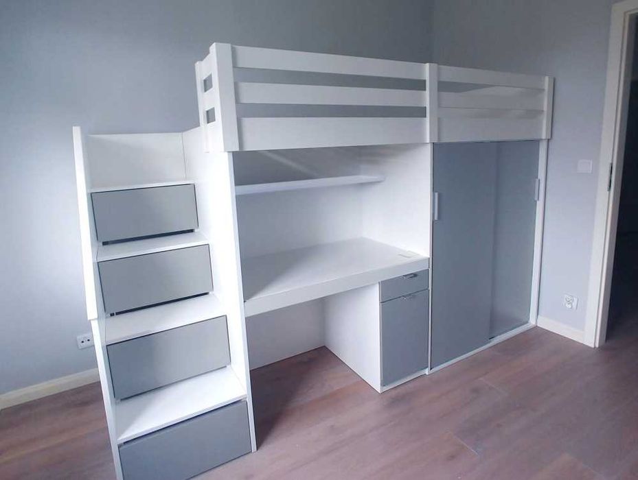 Łóżko antresola z szafą i biurkiem MARY BASIC