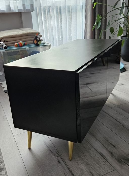 Szafka RTV - stan idealny, fronty połysk + złote nóżki