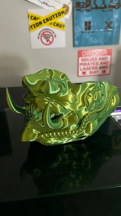 Máscara Oni Tradicional Japonesa - Detalhe Autêntico