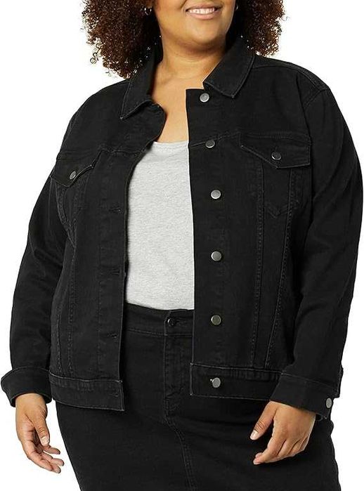 AMAZON ESSENTIALS Damska Kurtka Jeansowa Czarna 4XL Podwójne Szwy