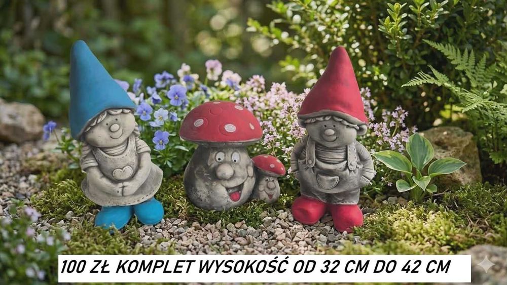 Dekoracja figurki dekoracyjne krasnal skrzat ogrodowy grzybki ogrodowe