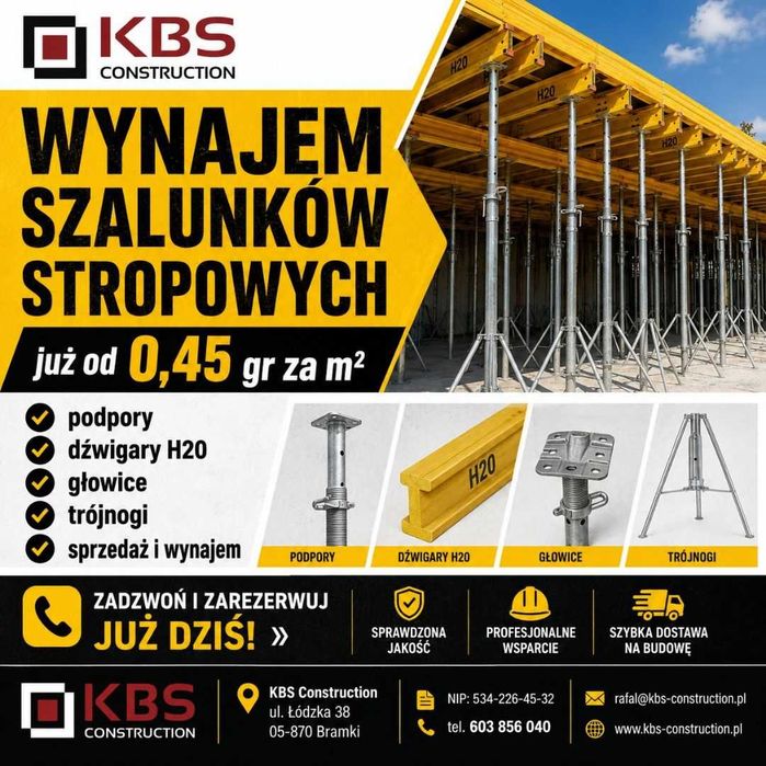 Wynajem szalunków stropowych i ściennych / szalunki budowlane Peri / NAJLEPSZE STAWKI !