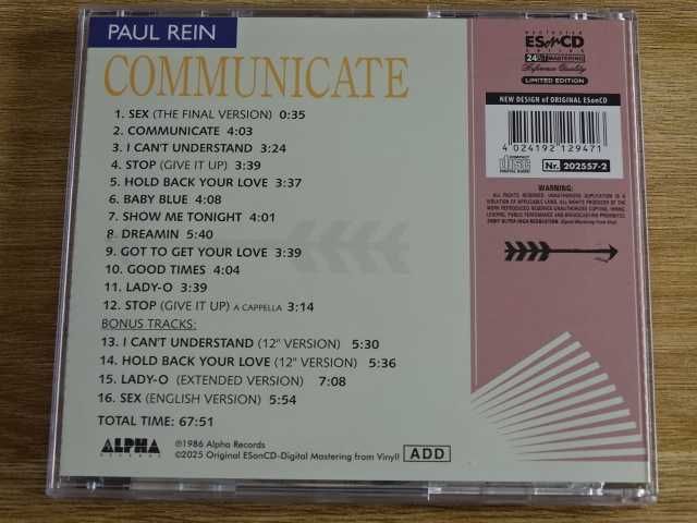 Paul Rein - Communicate (CD) 1986 EsonCD 2025 bonus track