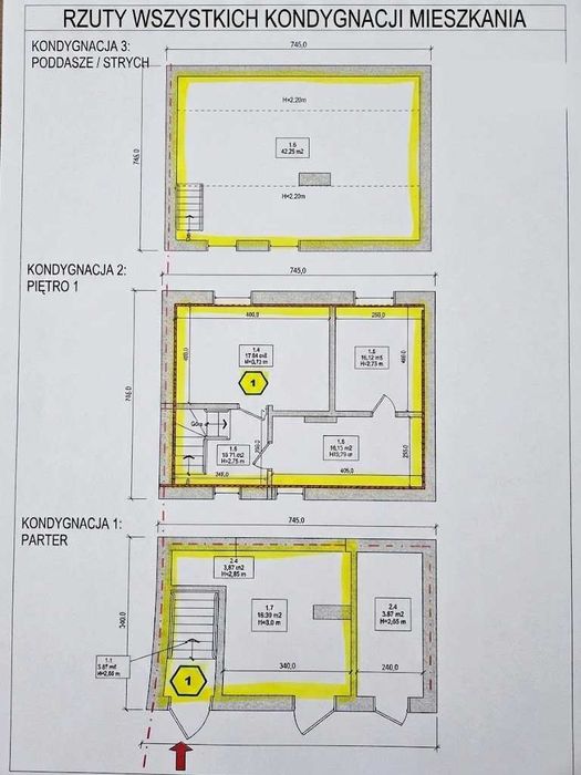 Mieszkanie 3 kondygnacje w centrum miasta