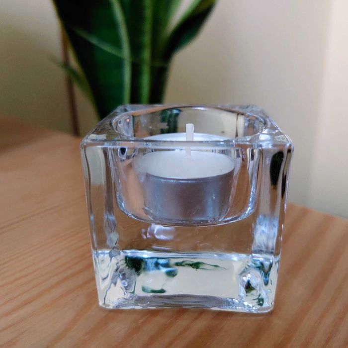 Szklany świecznik na tealight'y mały przezroczysty