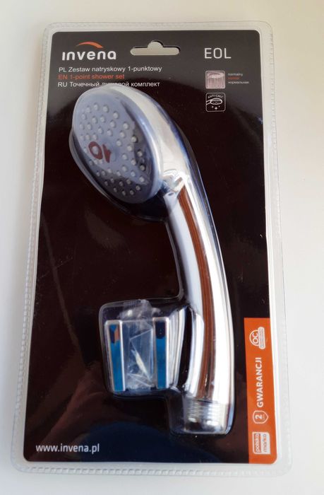 Invena Eol słuchawka zestaw prysznicowy punktowy chrom/szary AU-14-M01