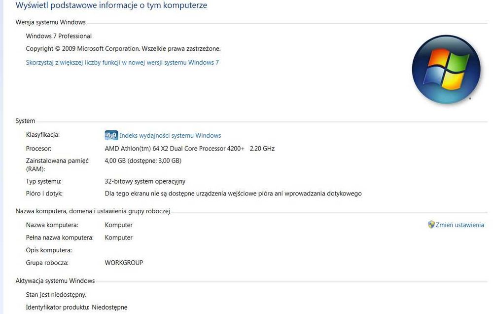 Komputer z win7pro z dodatkowym dyskiem WD 500GB + klawiatura