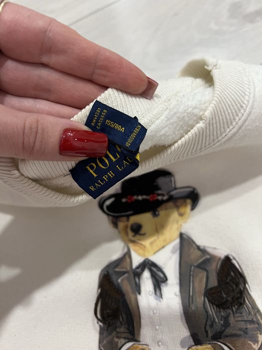 Bluza kremowa Ralph Lauren miś kapelusz jeans r. XS oversize