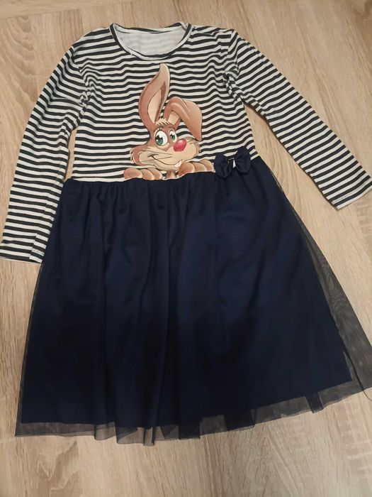 Sukienka tiul paski zając króliczek