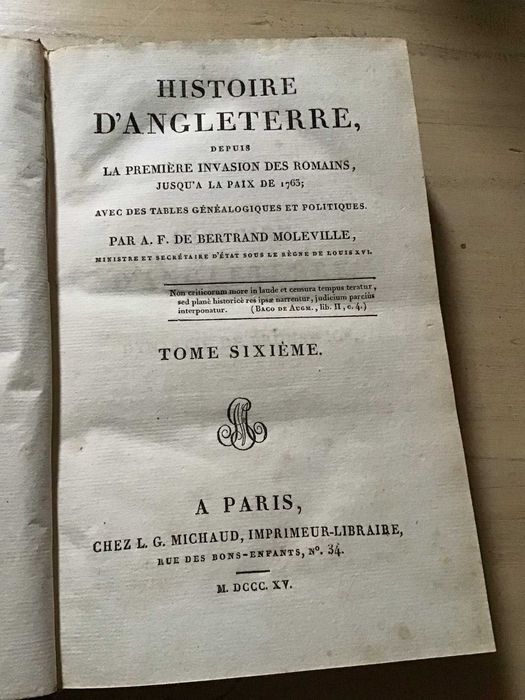 História de Inglaterra desde a invasão dos Romanos até 1763. Ano 1815.