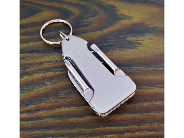 Brelok Multitool 4w1 Śrubokręt Płaski Krzyżakowy Otwieracz Ostrze