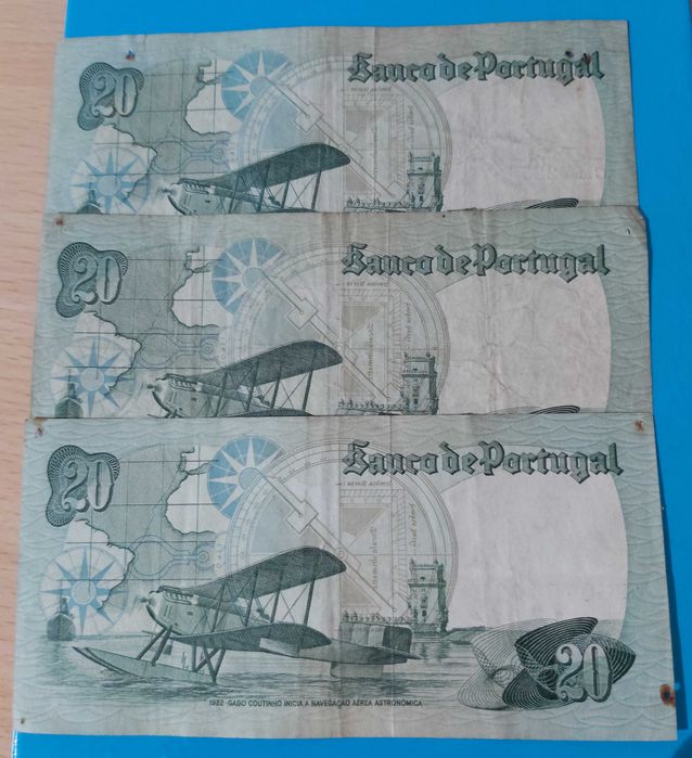 3 Notas de 20$00 Chapa 9 Almirante Gago Coutinho