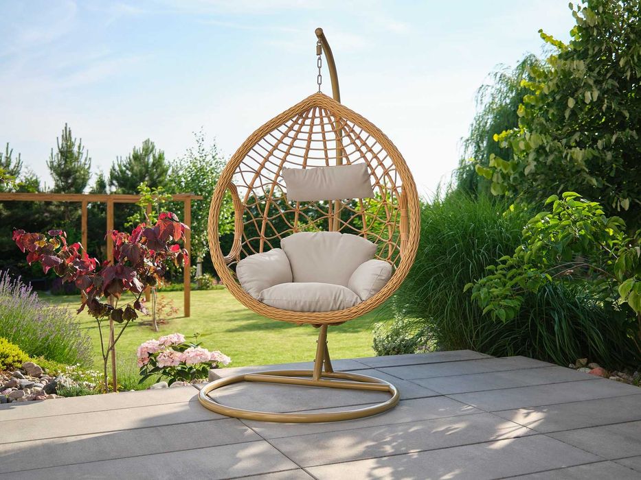 FOTEL Wiszący Bujany Ogrodowy Kosz HUŚTAWKA Kokon PREMIUM + Poduszki