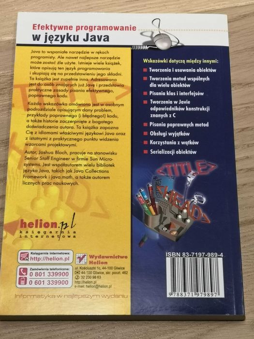 Książka Efektywne programowanie w języku Java, Helion - nowiutka