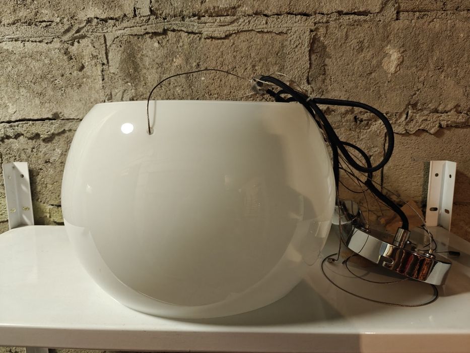 Szklany żyrandol kula biały, klosz, lampa, oświetlenie