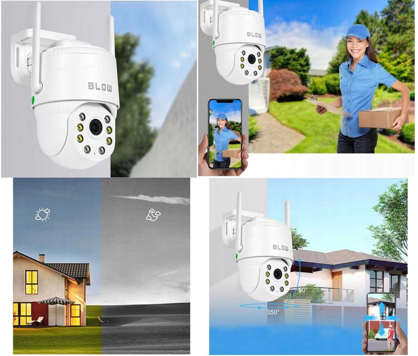 Kamera WiFi IP Zewnętrzna Obrotowa 2,5K Tryb Nocny Ochrona Dom Magazyn