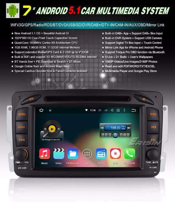 Auto-radio 2 din android 14 64 GB para Mercedes C220 w203 Octcore