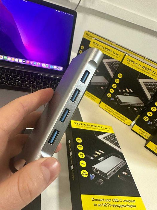 USB-C HUB 11в1 Док станція Хаб | Перевірено | HDMI 4K + PD | для MacBook / ноутбука