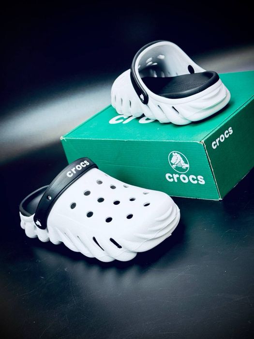 Только у нас топ цена !!! Кроксы мужские черно белые Crocs Echo Gum Ro Glog очень удобные кроксы крокс пенные крокс конструктор