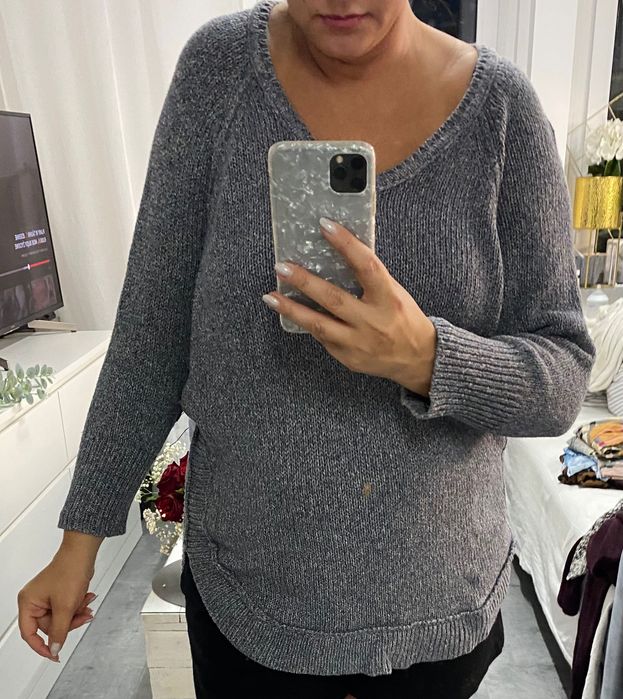Sweterek sweter gołębi kolor szaro Niebieski L-XL