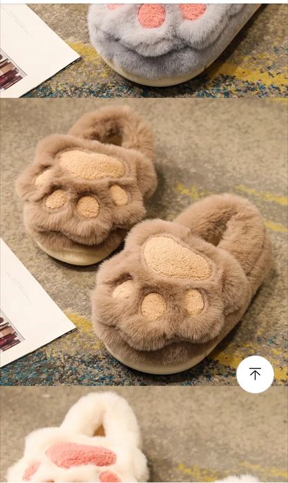 Тапочки дитячі теплі Котяча лапка для дівчаток бавовняні плюшеві тапки