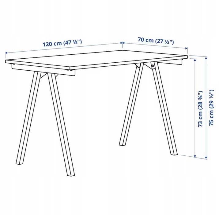 Dwa IKEA TROTTEN Desk 120x70