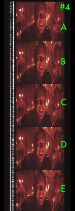 Fotogramas em película do filme Indiana Jones - Temple of Doom