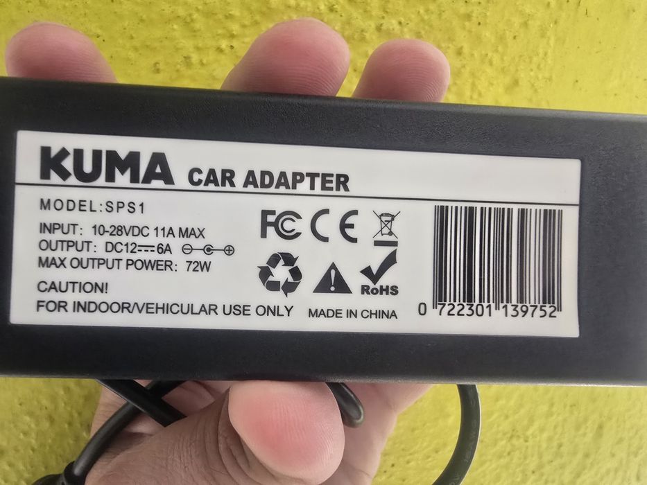 Adaptador isqueiro 12V para carro (DC-DC) regulado 6A 72W