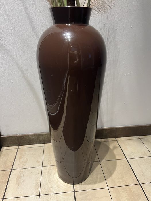 Duzy szklany wazon 70cm brazowy