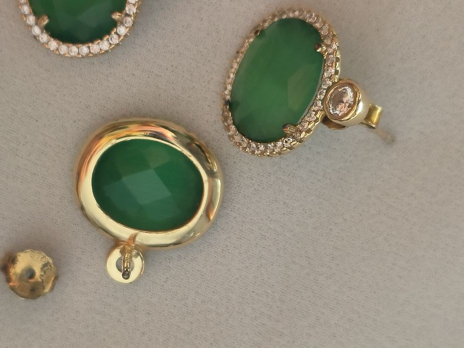 Conjunto colar e brincos verde