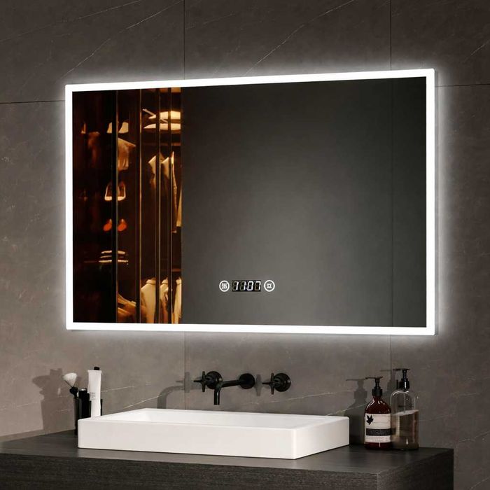 Lustro ścienne EMKE prostokąt 80x60 z podświetleniem LED podgrzewane