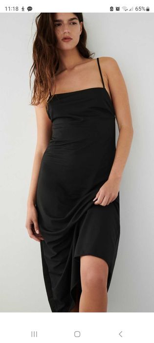 Nowa czarna sukienka bez pleców na ramiączka ZARA 36 S